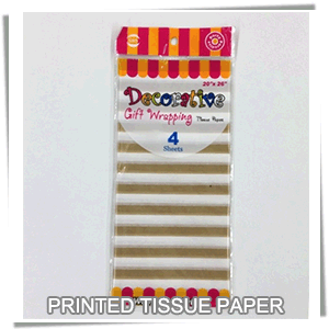 (SSNI26-4GOS) Gold Stripe Printed Tissue Gift Wrap 20\'\'x26\'\'